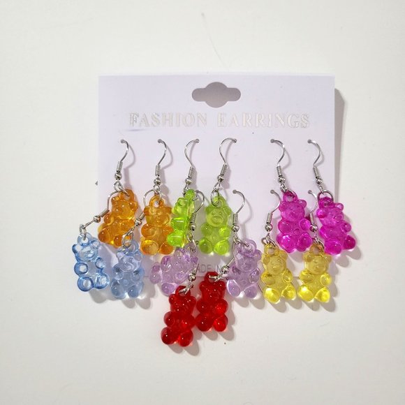 Women's Fashion Jewelry Gummy Bears Dangling 1 Set of Earrings - Picture 1 of 12